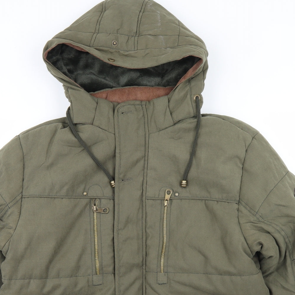 Classic Mens Green   Parka Coat Size M  Zip