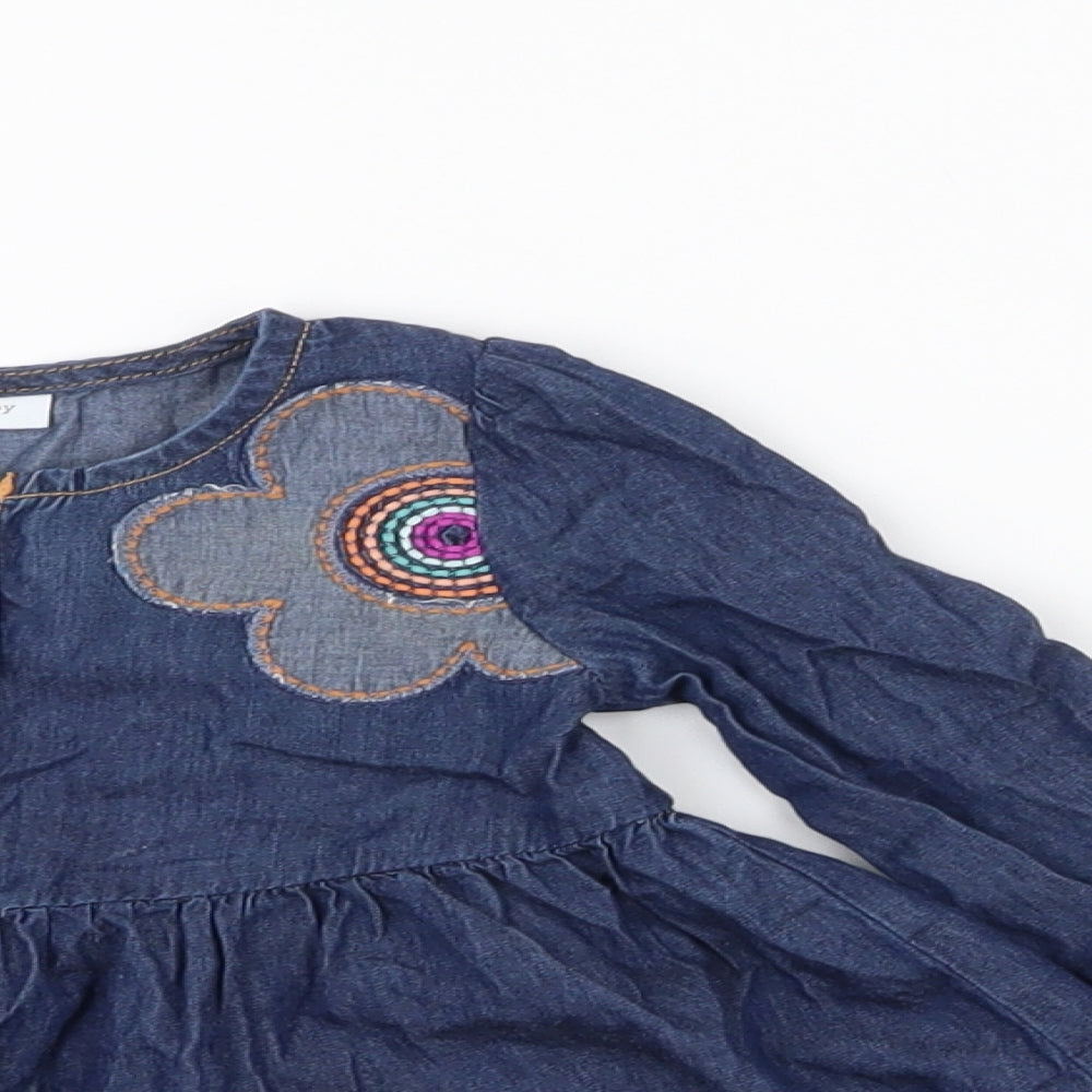 NEXT Girls Blue Striped 100% Cotton Dress Set Outfit/Set Size 6-9 Months  Pullover
