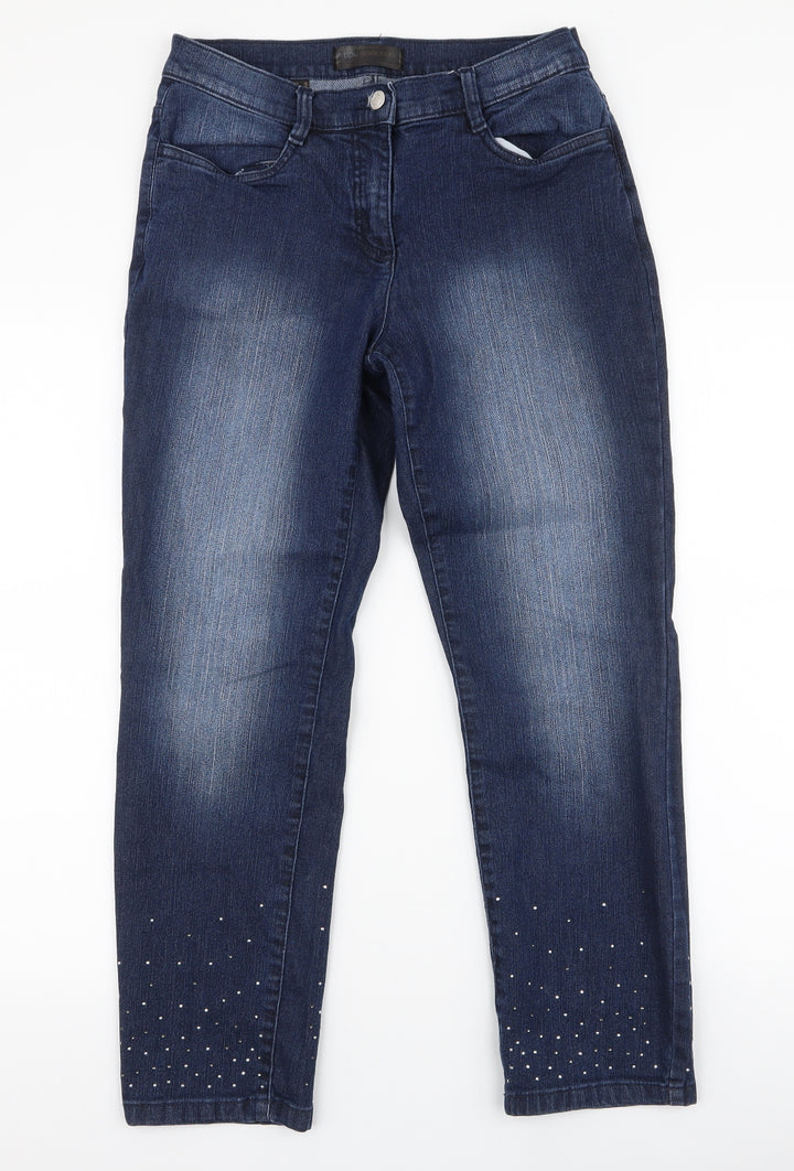 BPC Collection Womens Blue  Cotton Skinny Jeans Size 10 L26 in Regular Zip