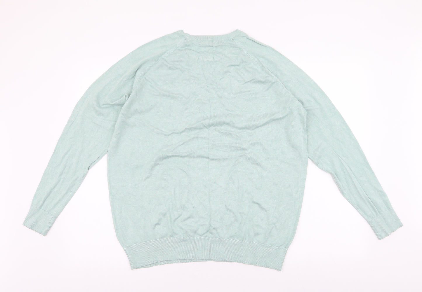 Dunnes Stores Womens Blue Round Neck  Viscose Pullover Jumper Size XL