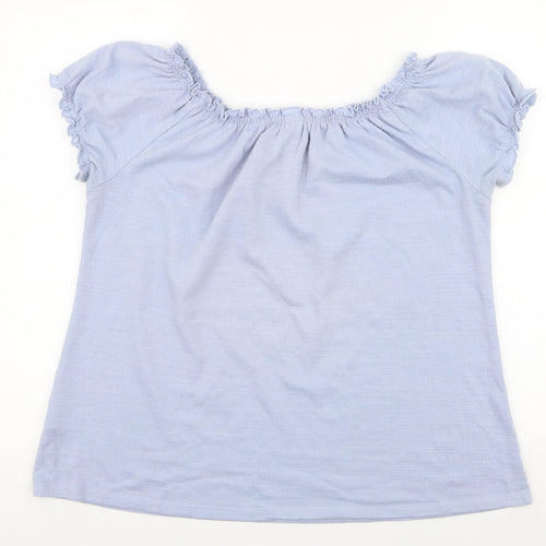 Matalan Womens Blue  Polyester Jersey Blouse Size 14 Off the Shoulder