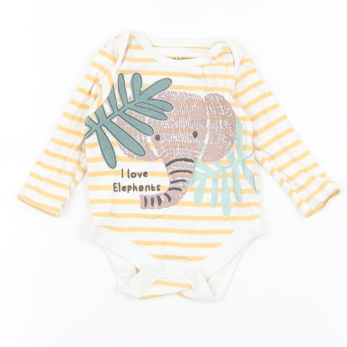 F&F Baby Multicoloured Striped 100% Cotton Babygrow One-Piece Size Newborn  Snap - WWF elephant