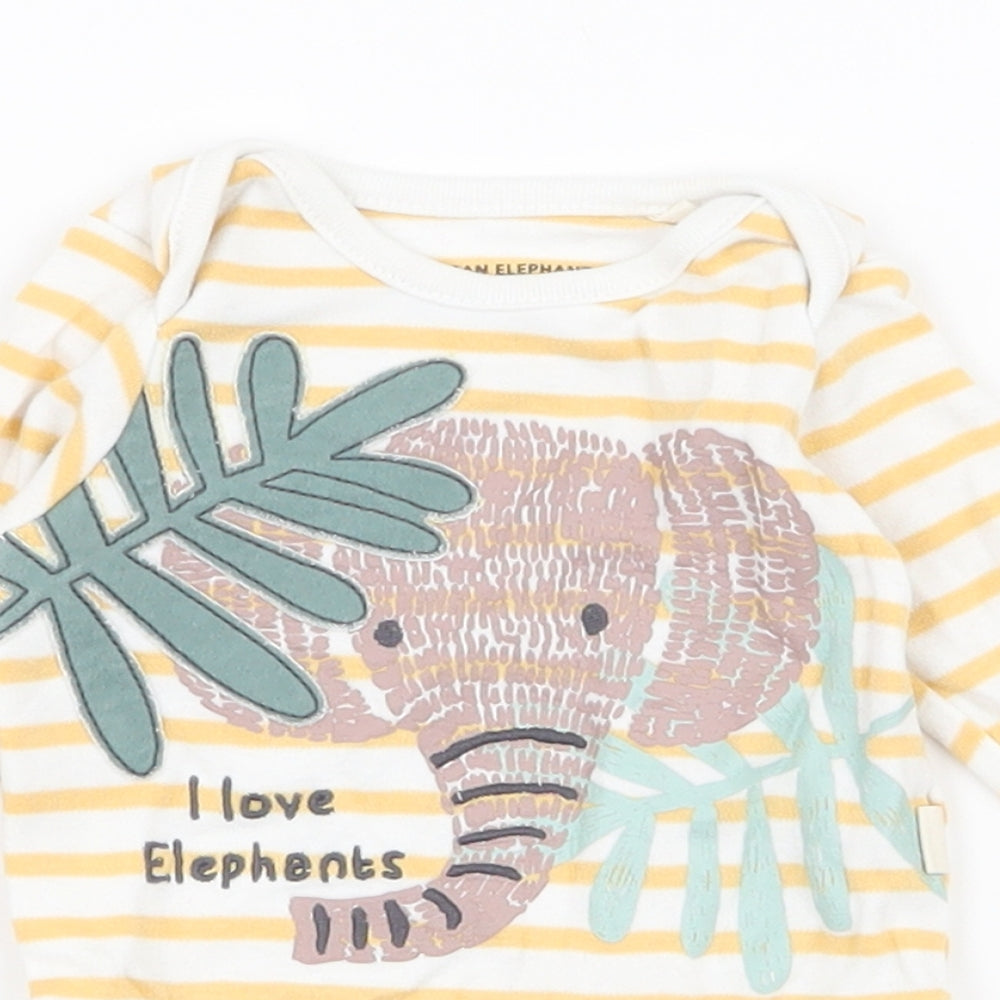 F&F Baby Multicoloured Striped 100% Cotton Babygrow One-Piece Size Newborn  Snap - WWF elephant