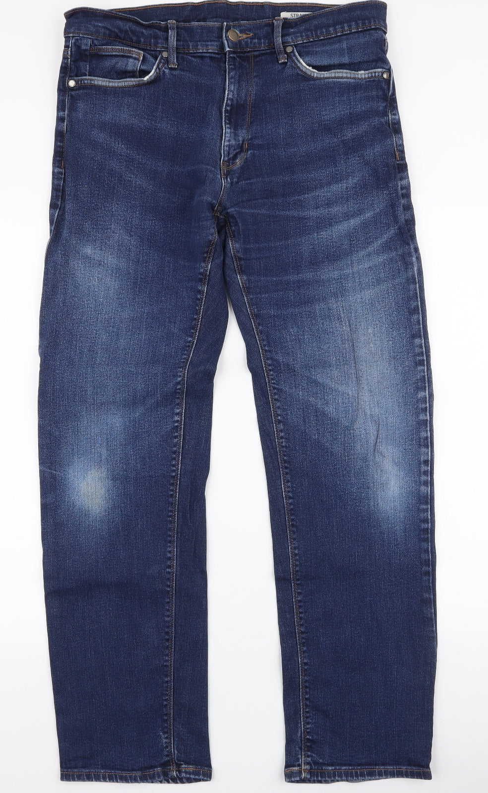 Marks and Spencer Mens Black  Cotton Straight Jeans Size 34 L31 in Regular Zip