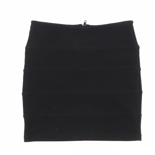 Topshop Womens Black  Polyester Mini Skirt Size 10   Zip