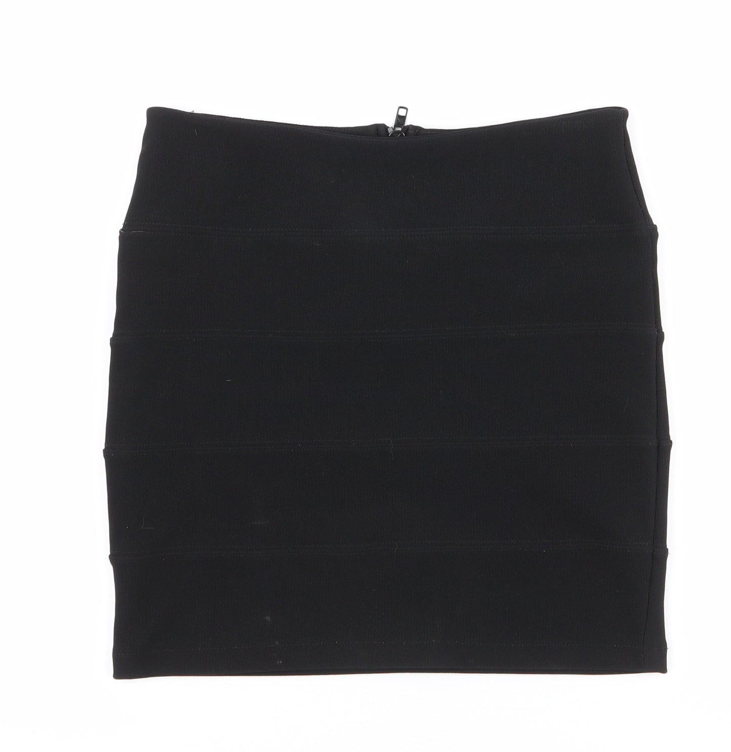 Topshop Womens Black  Polyester Mini Skirt Size 10   Zip