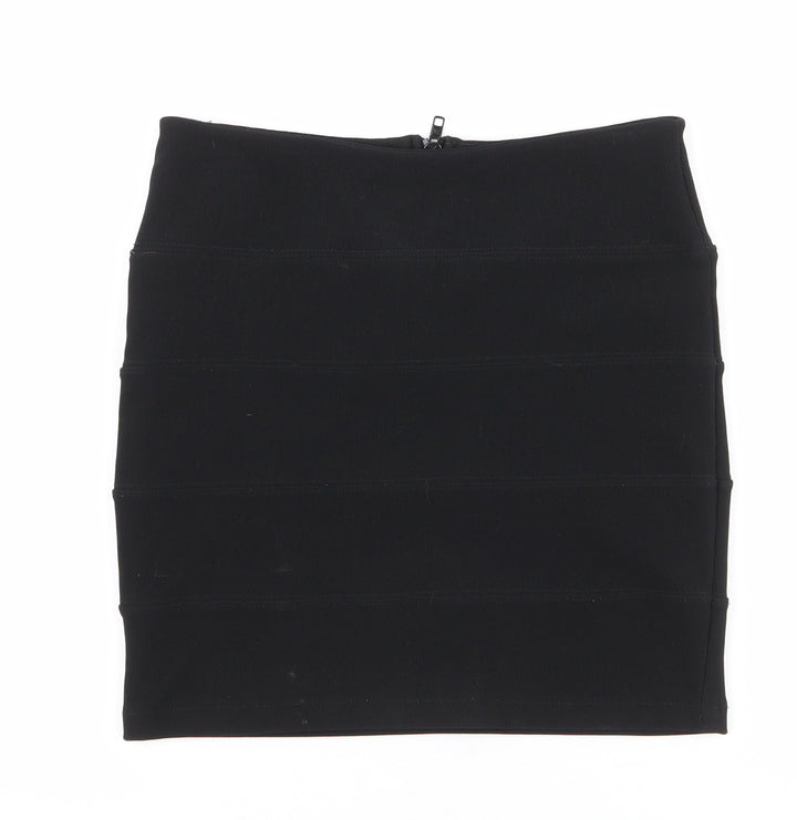 Topshop Womens Black  Polyester Mini Skirt Size 10   Zip