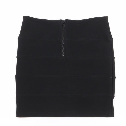 Topshop Womens Black  Polyester Mini Skirt Size 10   Zip