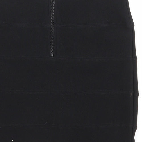 Topshop Womens Black  Polyester Mini Skirt Size 10   Zip