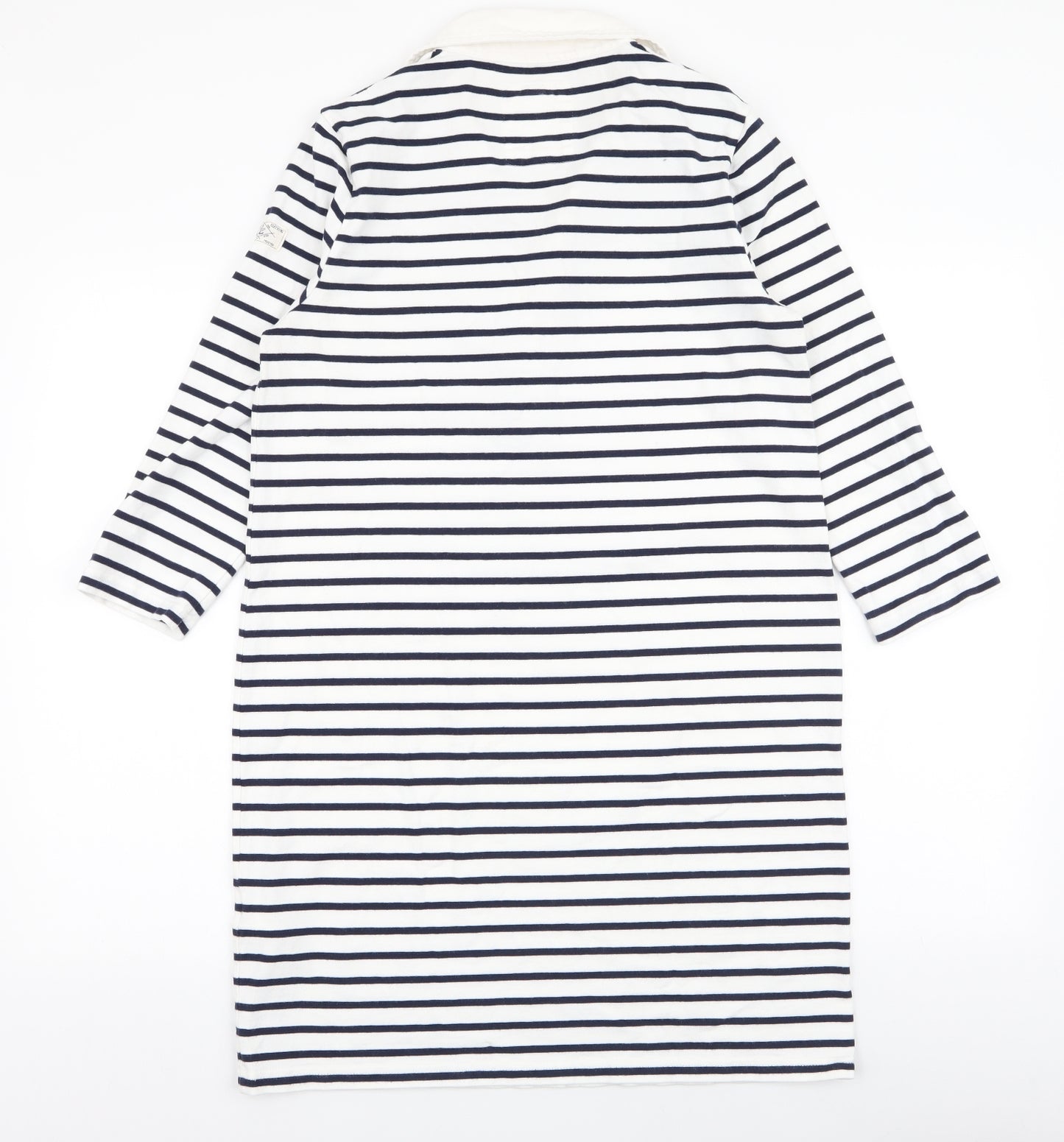 Joules Womens White Striped 100% Cotton Shirt Dress  Size 12  Collared Pullover