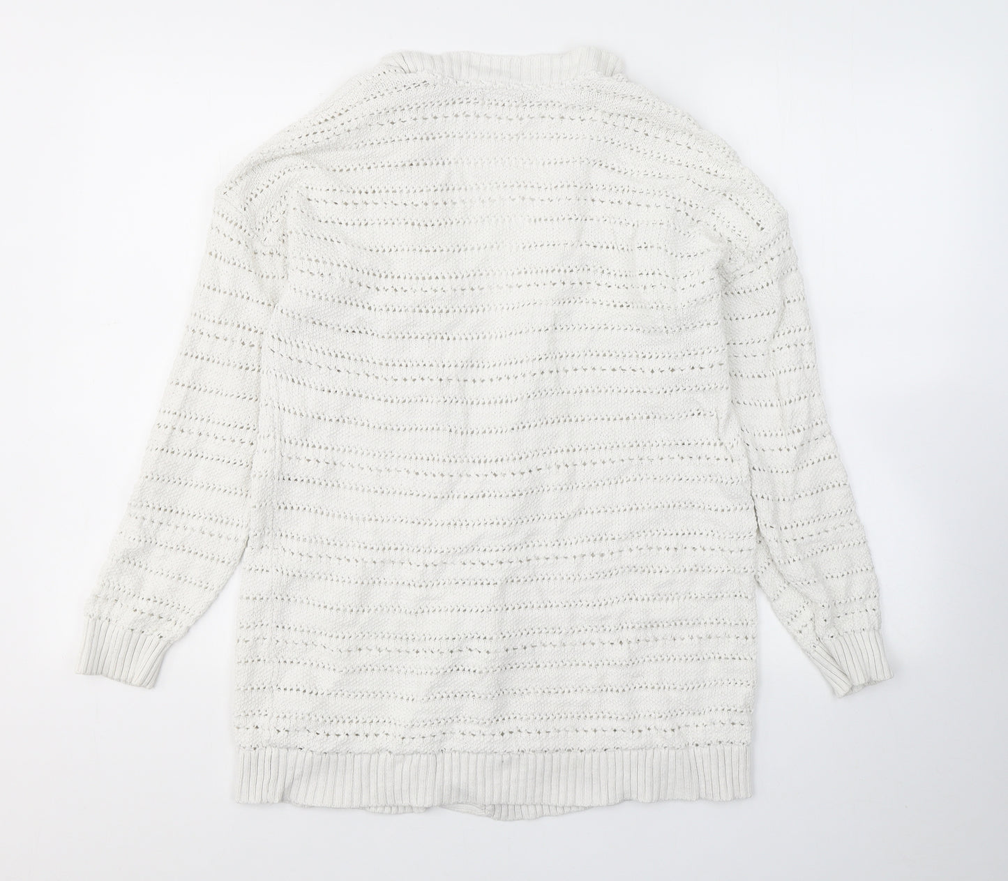Fat Face Womens White V-Neck  100% Cotton Cardigan Jumper Size 14