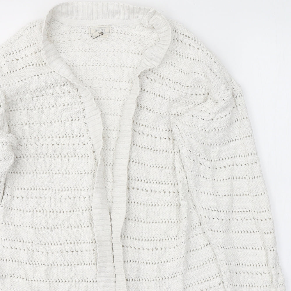 Fat Face Womens White V-Neck  100% Cotton Cardigan Jumper Size 14