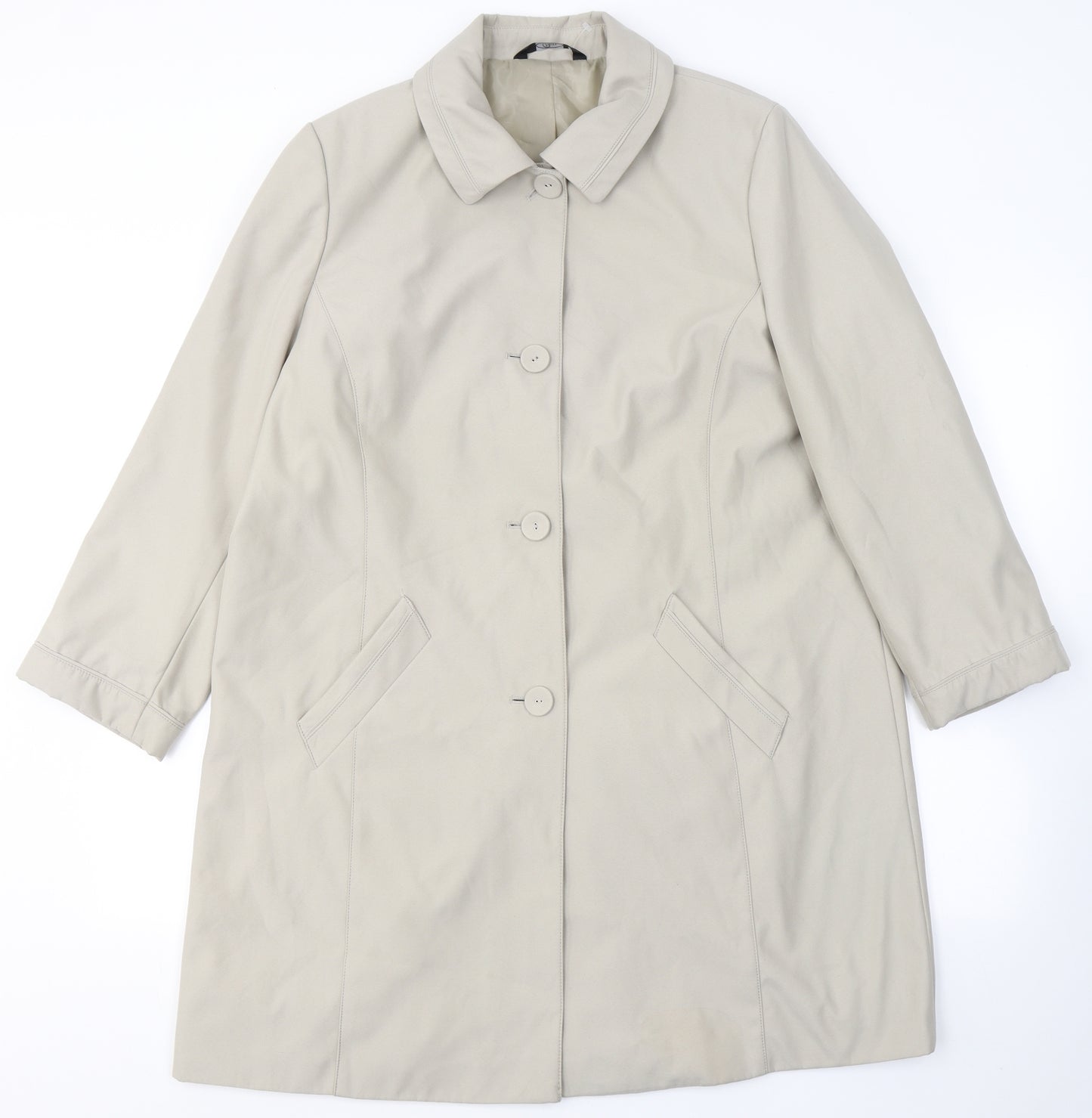 Bonmarché Womens Beige   Pea Coat Coat Size M  Button