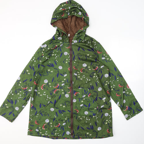 Preworn Womens Green Floral Cotton Full Zip Hoodie Size 2XL  Zip