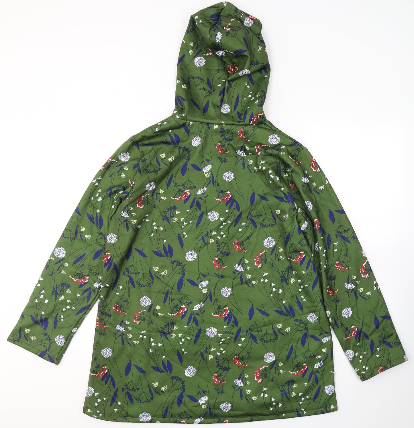 Preworn Womens Green Floral Cotton Full Zip Hoodie Size 2XL  Zip
