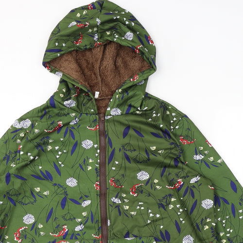 Preworn Womens Green Floral Cotton Full Zip Hoodie Size 2XL  Zip