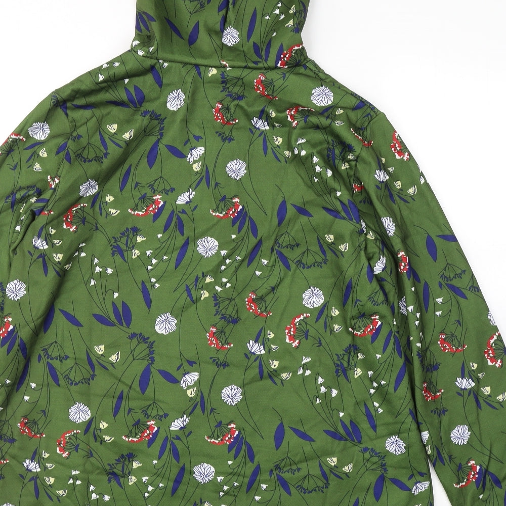 Preworn Womens Green Floral Cotton Full Zip Hoodie Size 2XL  Zip