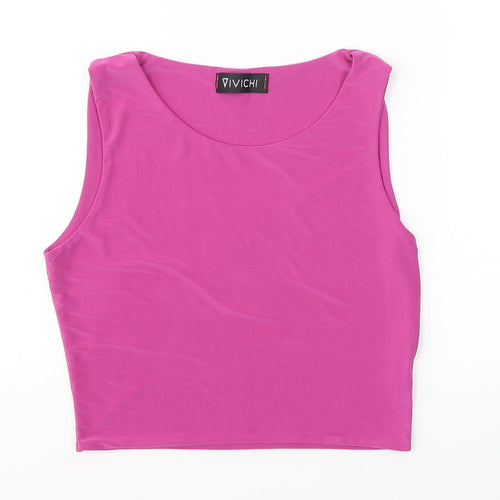 Vivichi Womens Pink  Polyester Cropped Tank Size S Round Neck