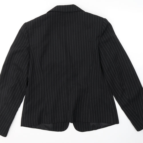 George Womens Black Striped  Jacket Blazer Size 14  Button