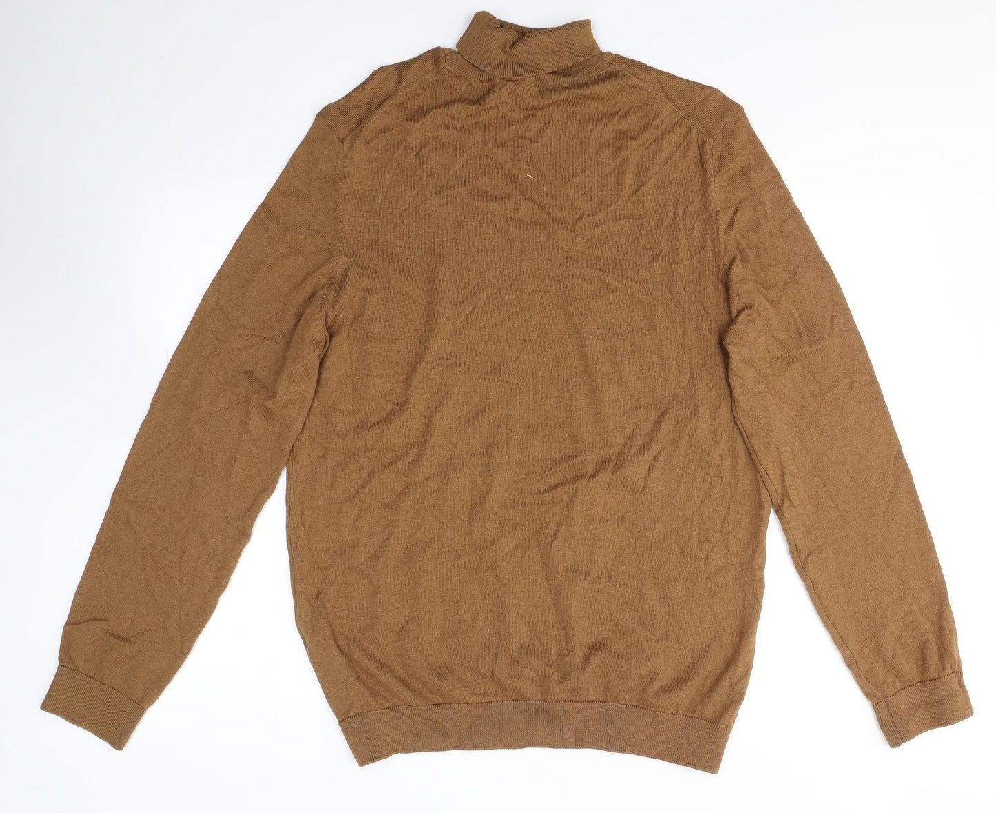 New Look Mens Brown Roll Neck  Cotton Pullover Jumper Size L