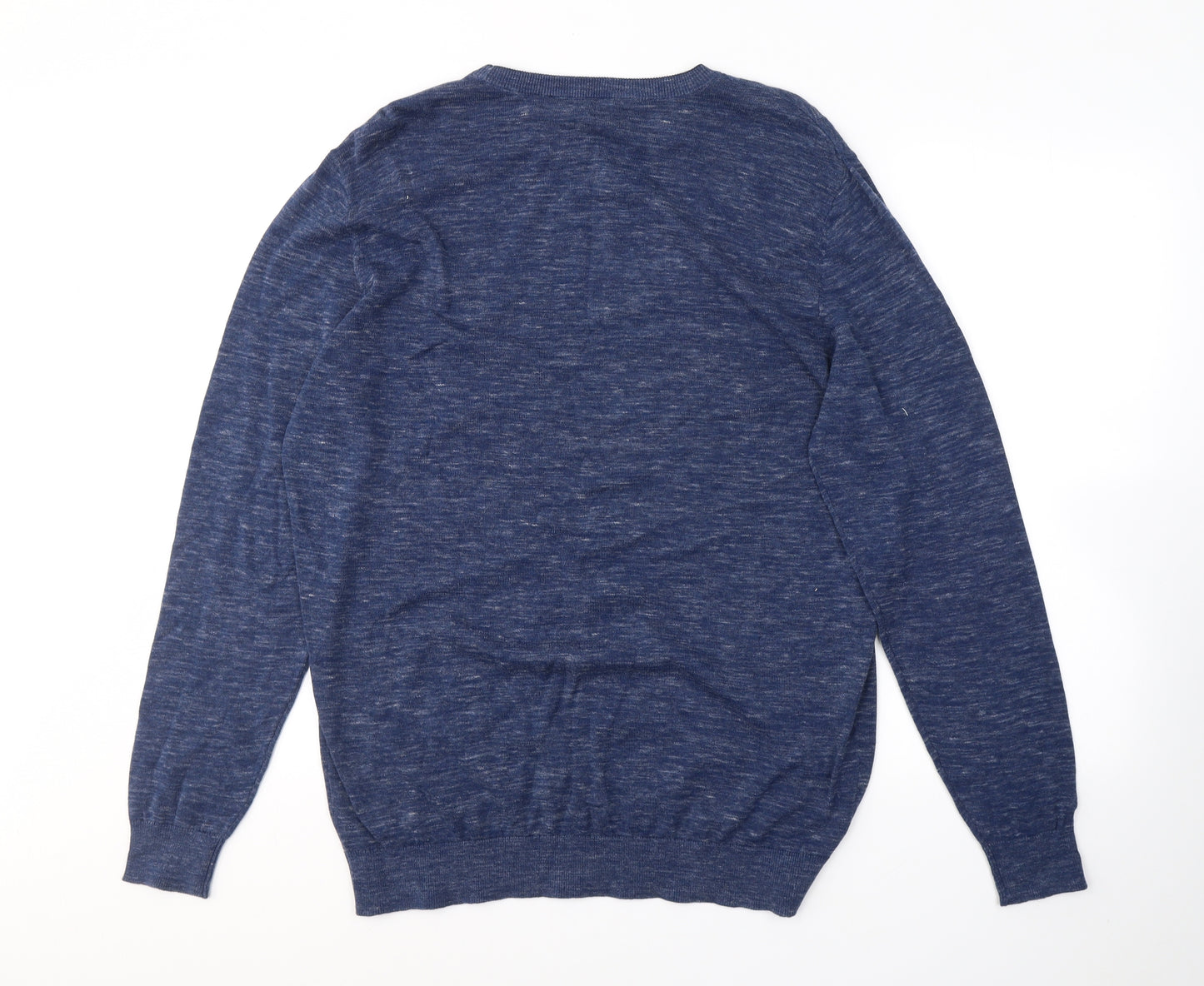 George Mens Blue Round Neck  Cotton Pullover Jumper Size XL