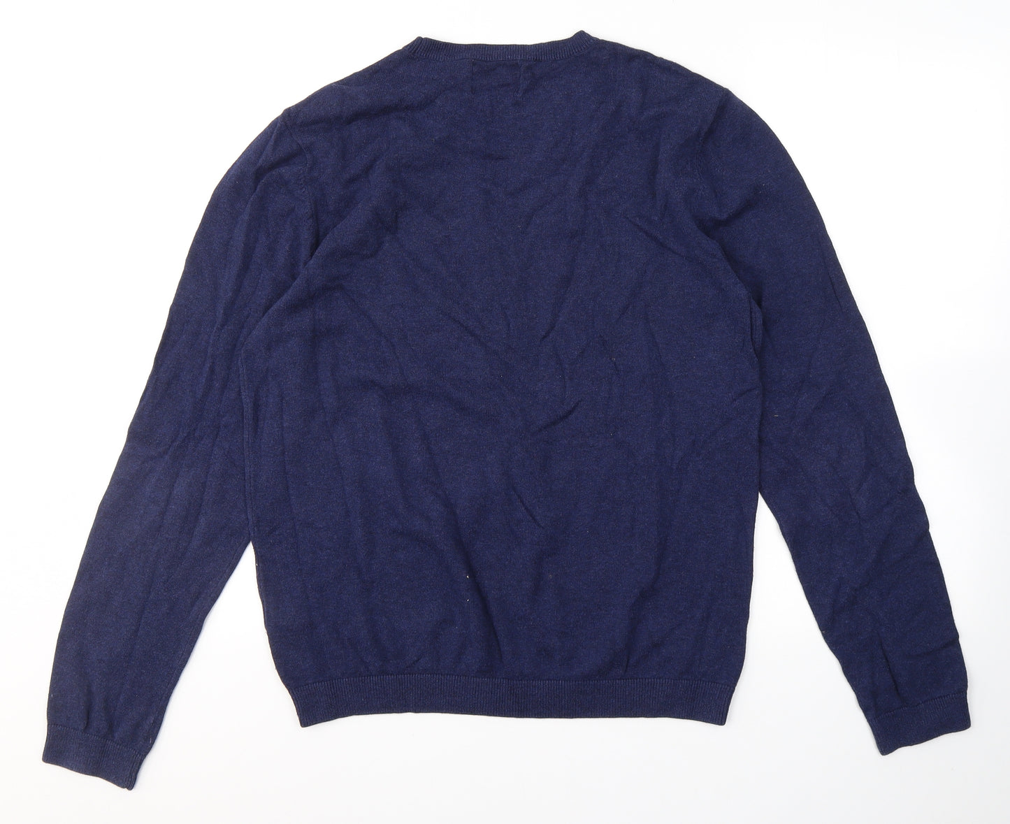 Topman Mens Blue Round Neck  Cotton Pullover Jumper Size L