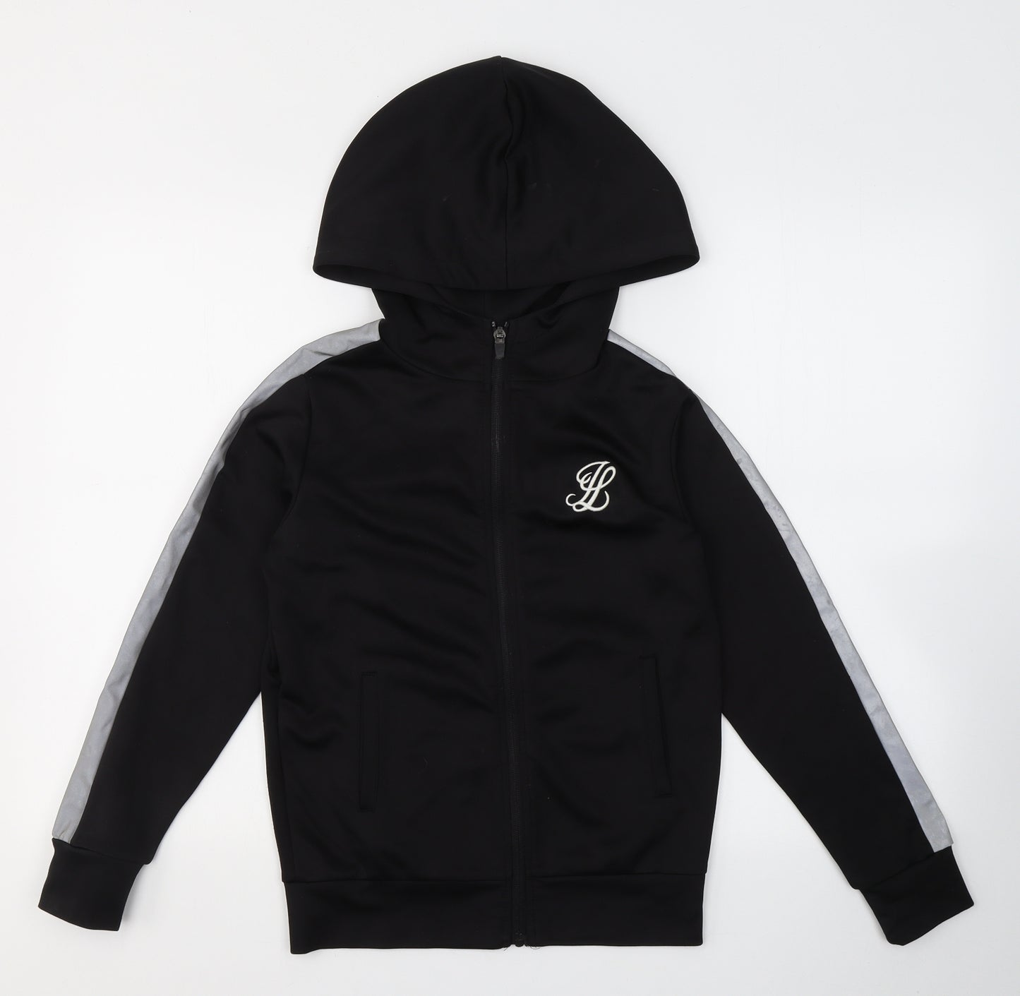 ILLUSIVE  Boys Black  Polyester Full Zip Hoodie Size 11-12 Years  Zip
