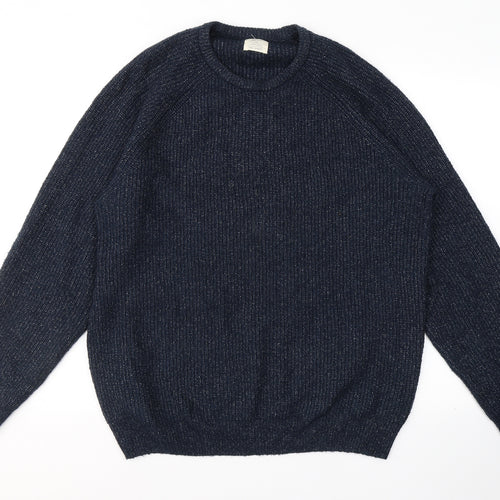 Marks and Spencer Mens Blue Round Neck  Polyamide Pullover Jumper Size L