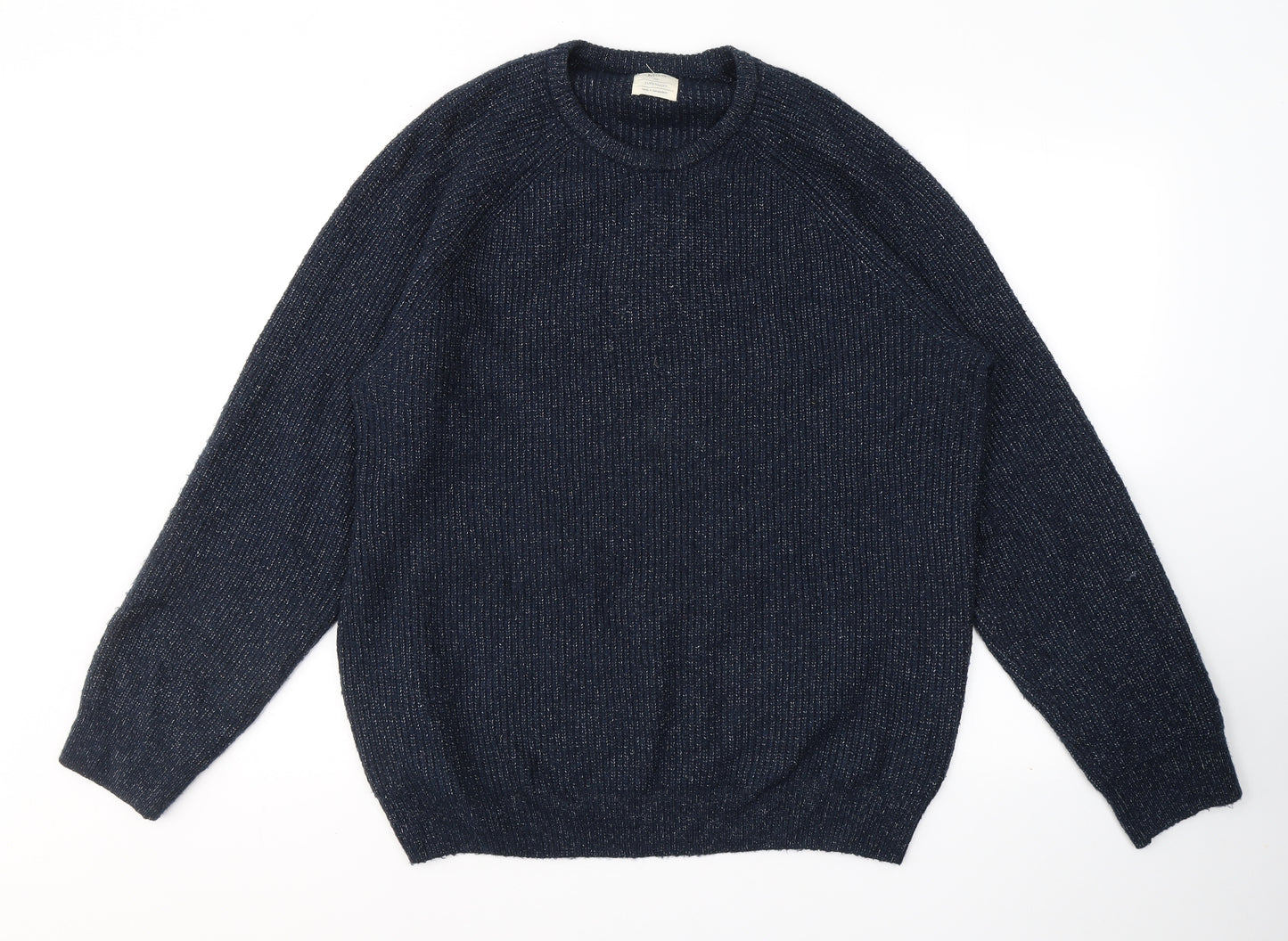 Marks and Spencer Mens Blue Round Neck  Polyamide Pullover Jumper Size L