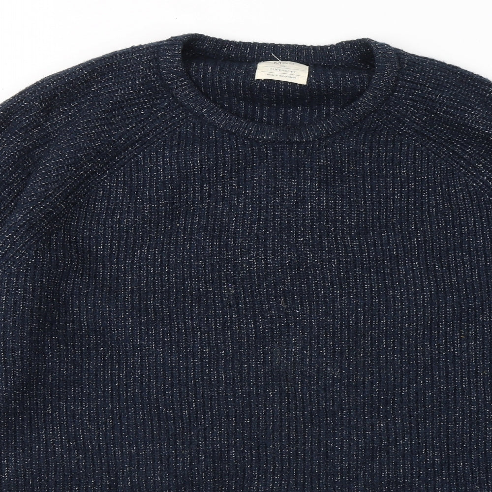 Marks and Spencer Mens Blue Round Neck  Polyamide Pullover Jumper Size L