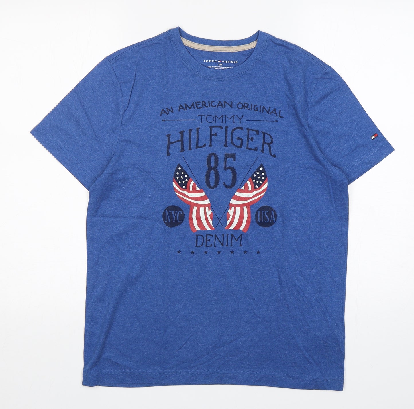 Tommy Hilfiger Mens Blue  Cotton  T-Shirt Size S Round Neck
