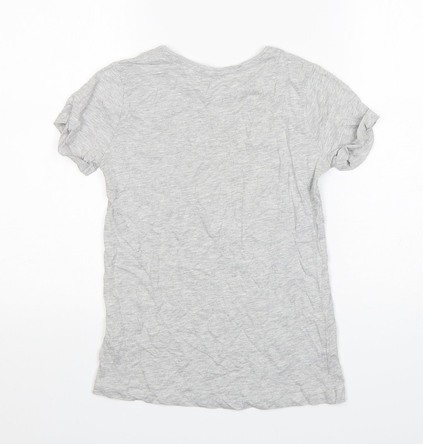 Primark Girls Grey  Cotton Basic T-Shirt Size 10-11 Years Round Neck Pullover - Unicorn