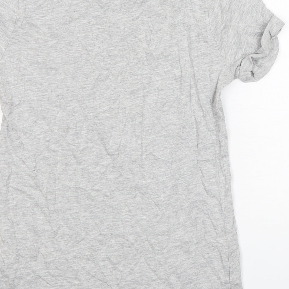 Primark Girls Grey  Cotton Basic T-Shirt Size 10-11 Years Round Neck Pullover - Unicorn