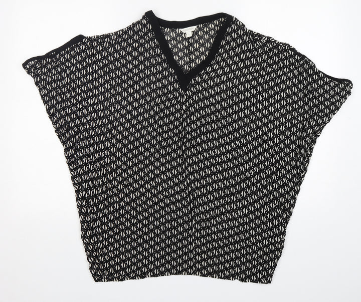 Monsoon Womens Multicoloured Geometric Viscose Basic Blouse Size S V-Neck