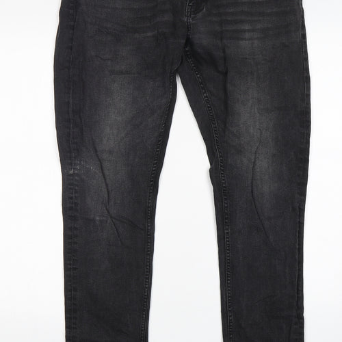 ACW85 Mens Black  Cotton Skinny Jeans Size 34 L32 in Regular