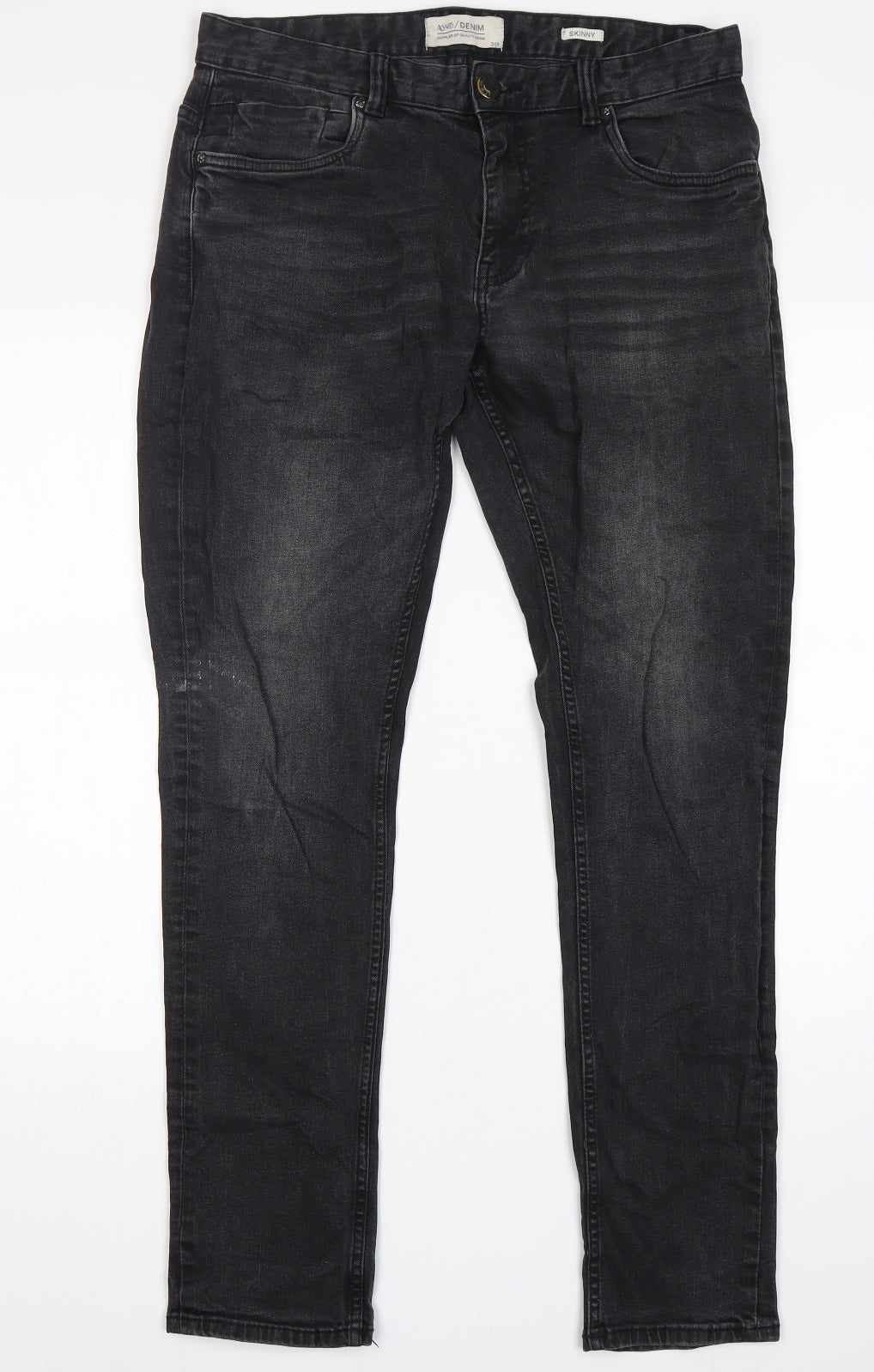 ACW85 Mens Black  Cotton Skinny Jeans Size 34 L32 in Regular