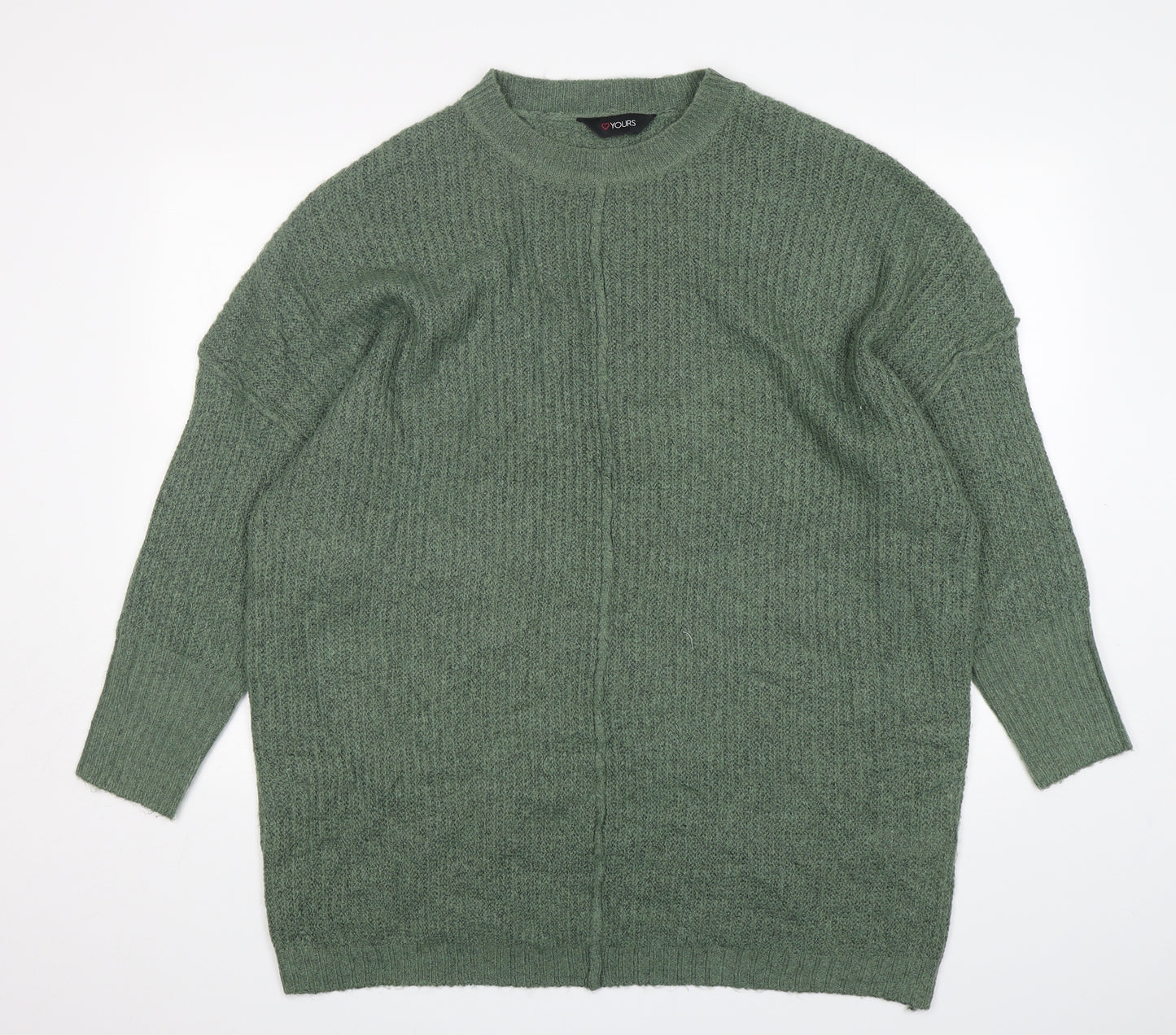Yours Womens Green Round Neck  Acrylic Pullover Jumper Size 18
