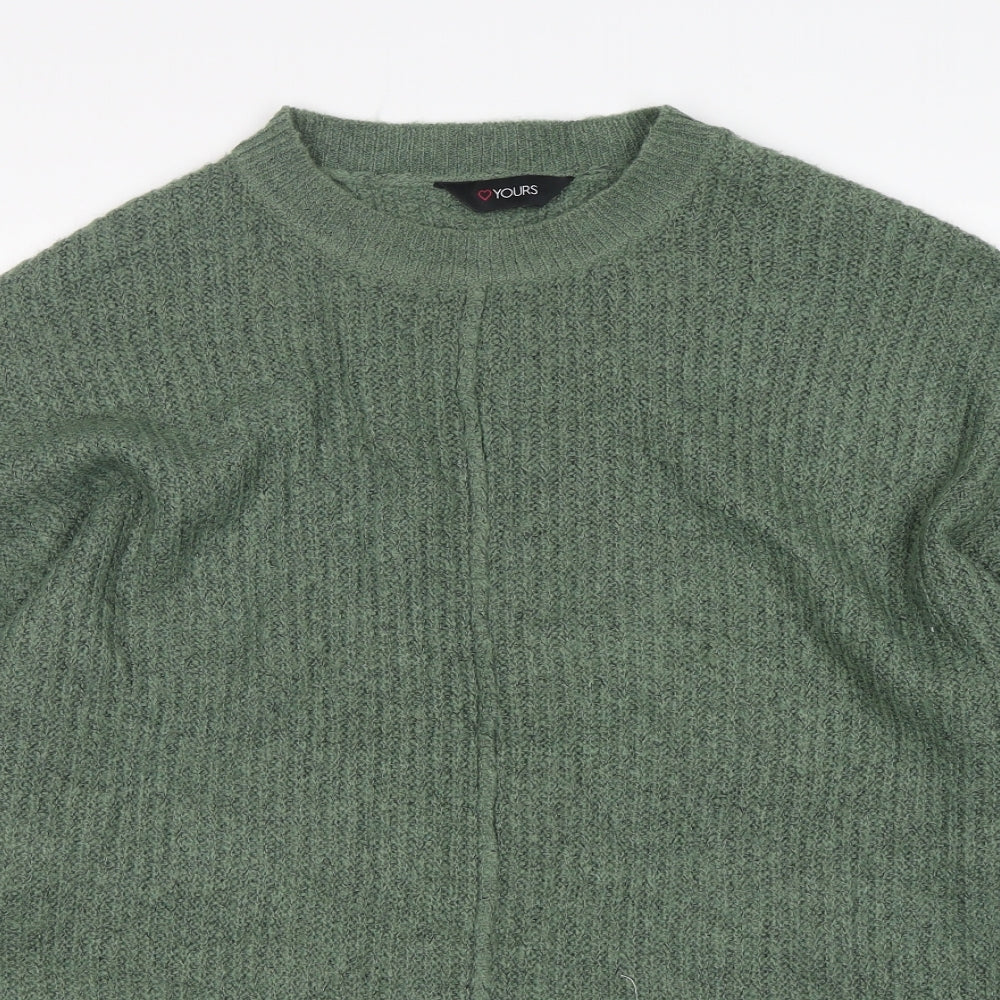Yours Womens Green Round Neck  Acrylic Pullover Jumper Size 18