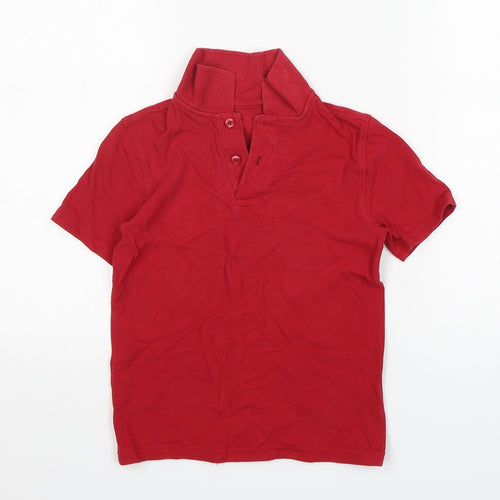 F&F Boys Red  Cotton Basic Polo Size 7-8 Years Collared Pullover