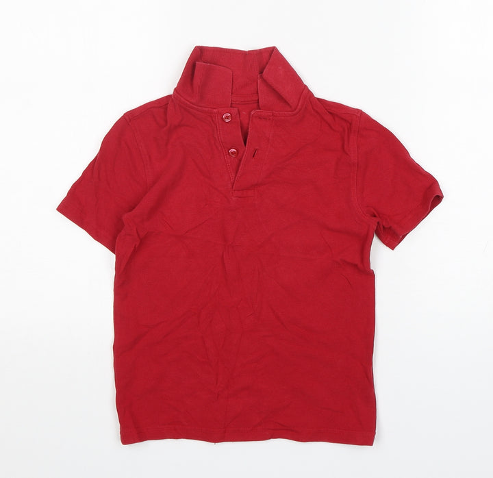F&F Boys Red  Cotton Basic Polo Size 7-8 Years Collared Pullover