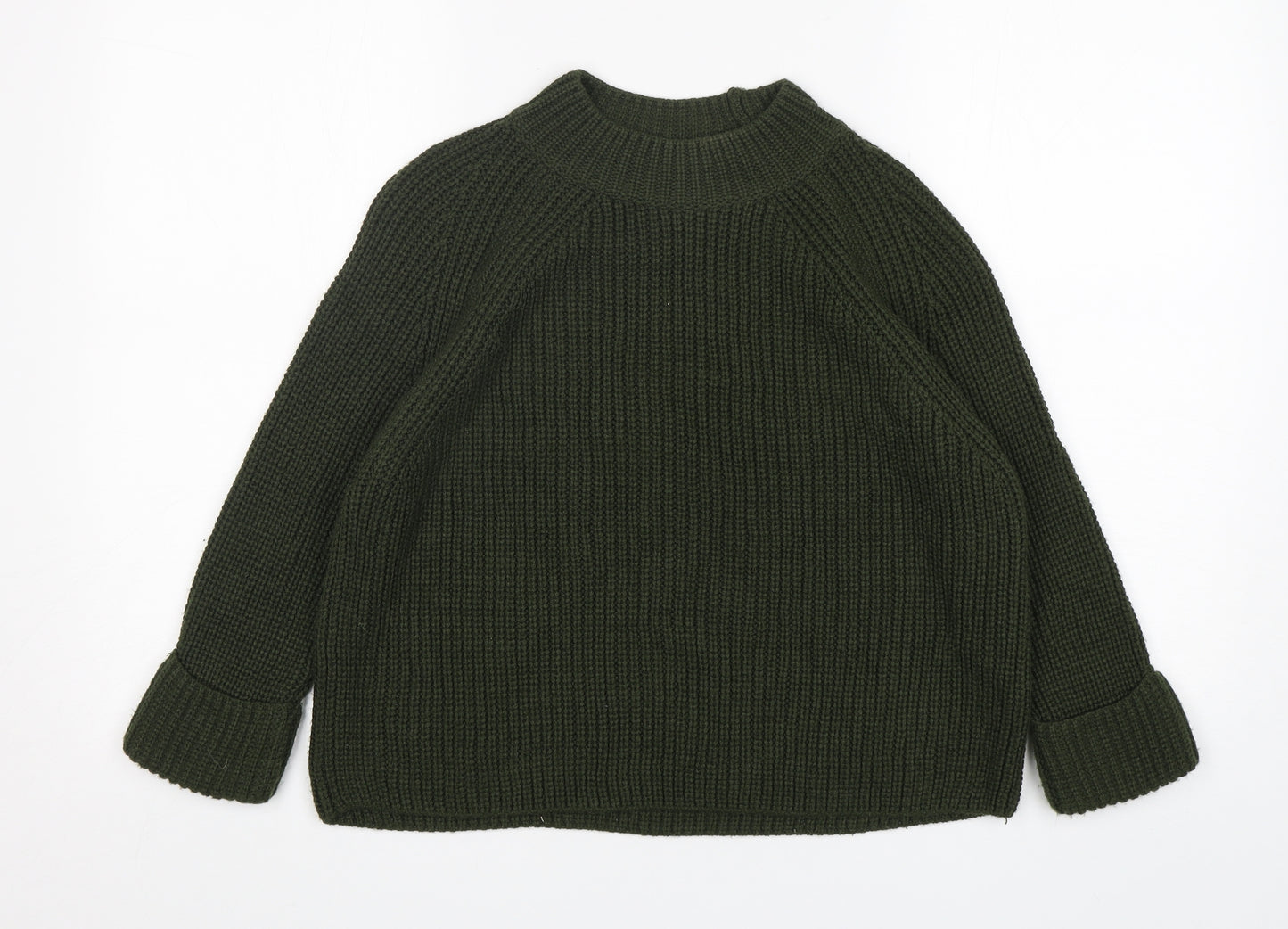 Topshop Womens Green Mock Neck  Acrylic Pullover Jumper Size 10