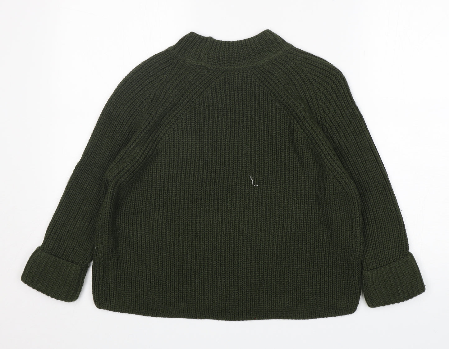 Topshop Womens Green Mock Neck  Acrylic Pullover Jumper Size 10