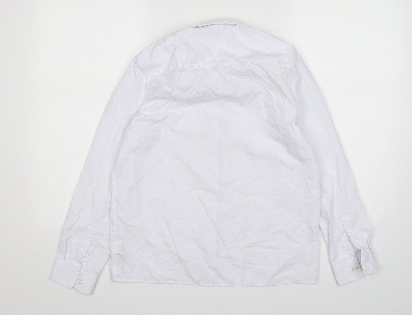 Marks and Spencer Boys White  Polyester Basic Button-Up Size 13-14 Years Collared Button
