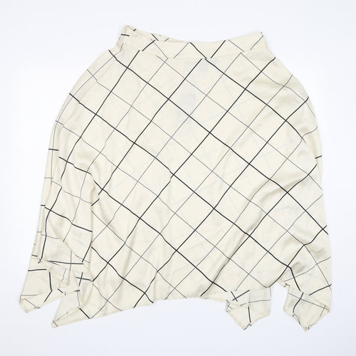 Primark Womens Beige Check Polyester A-Line Skirt Size 14