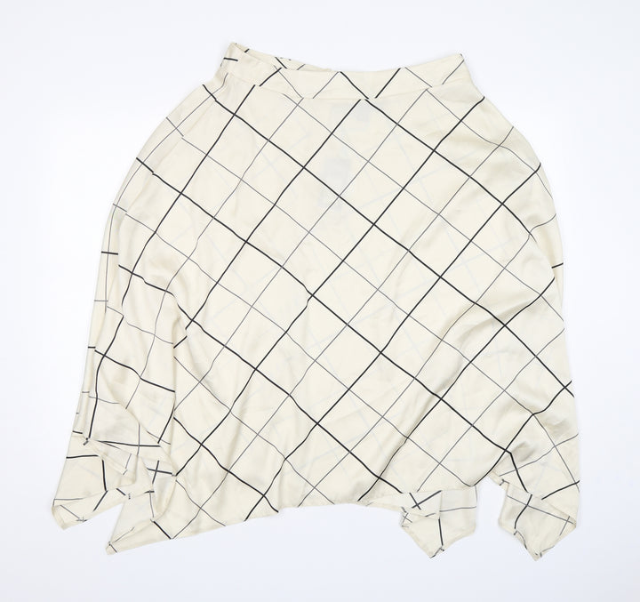 Primark Womens Beige Check Polyester A-Line Skirt Size 14