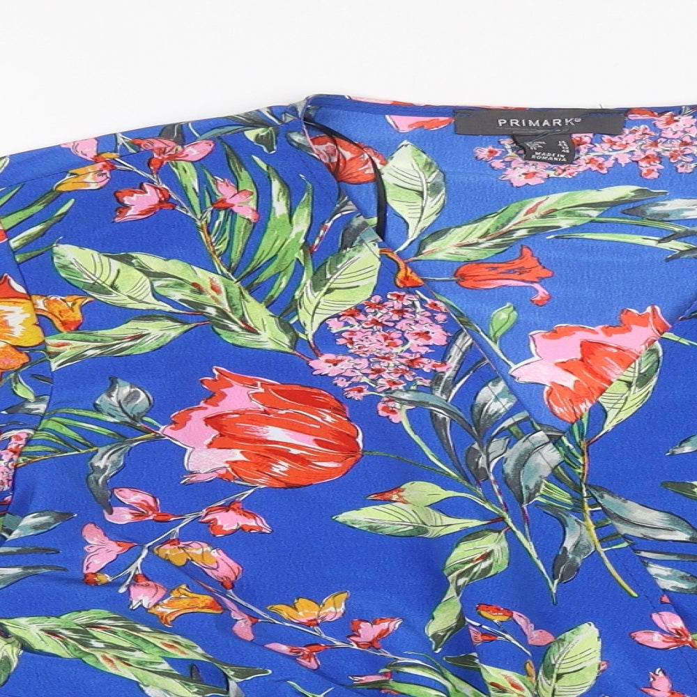 Primark Womens Multicoloured Floral Polyester Basic Blouse Size 16 V-Neck