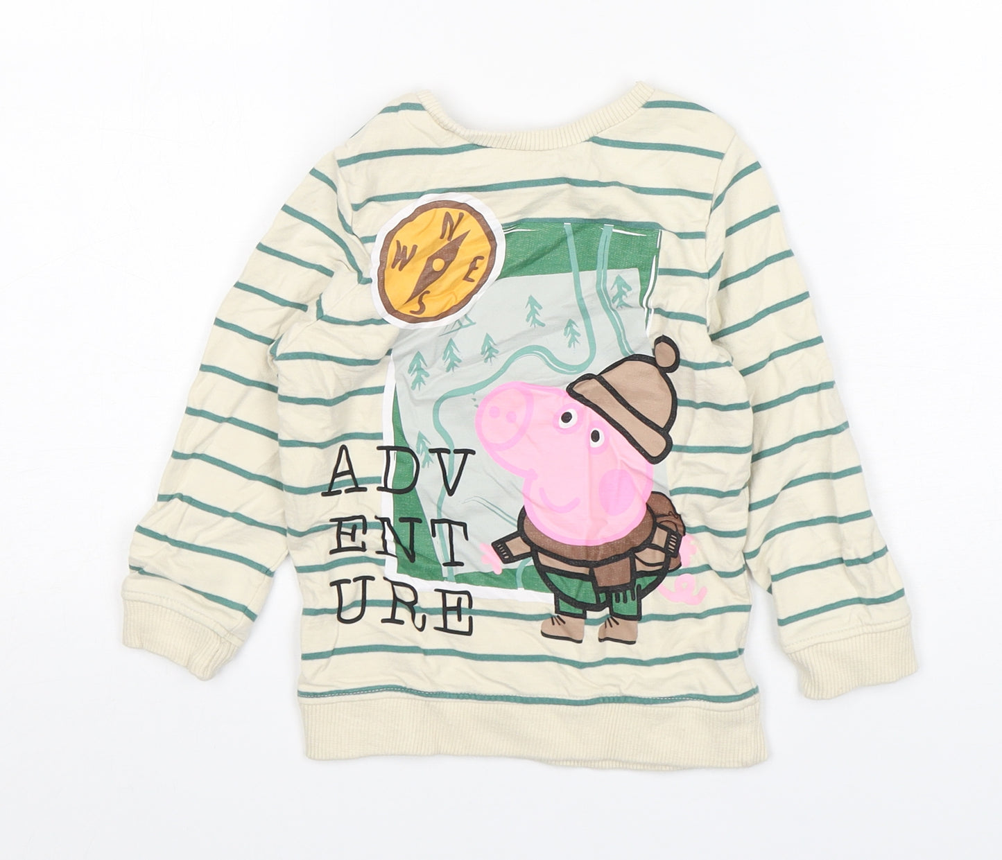 George Boys Multicoloured Round Neck Striped Cotton Pullover Jumper Size 3-4 Years  Pullover - George Pig