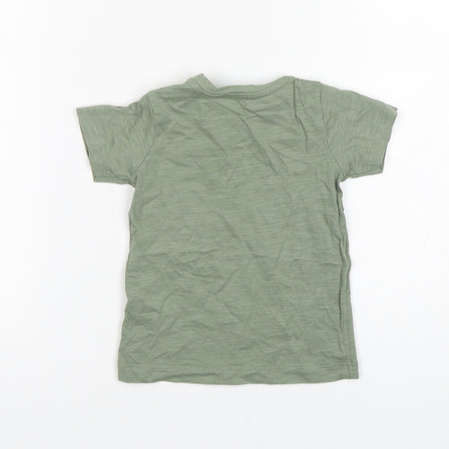 Matalan Boys Green  Cotton Basic T-Shirt Size 6-9 Months Round Neck Pullover
