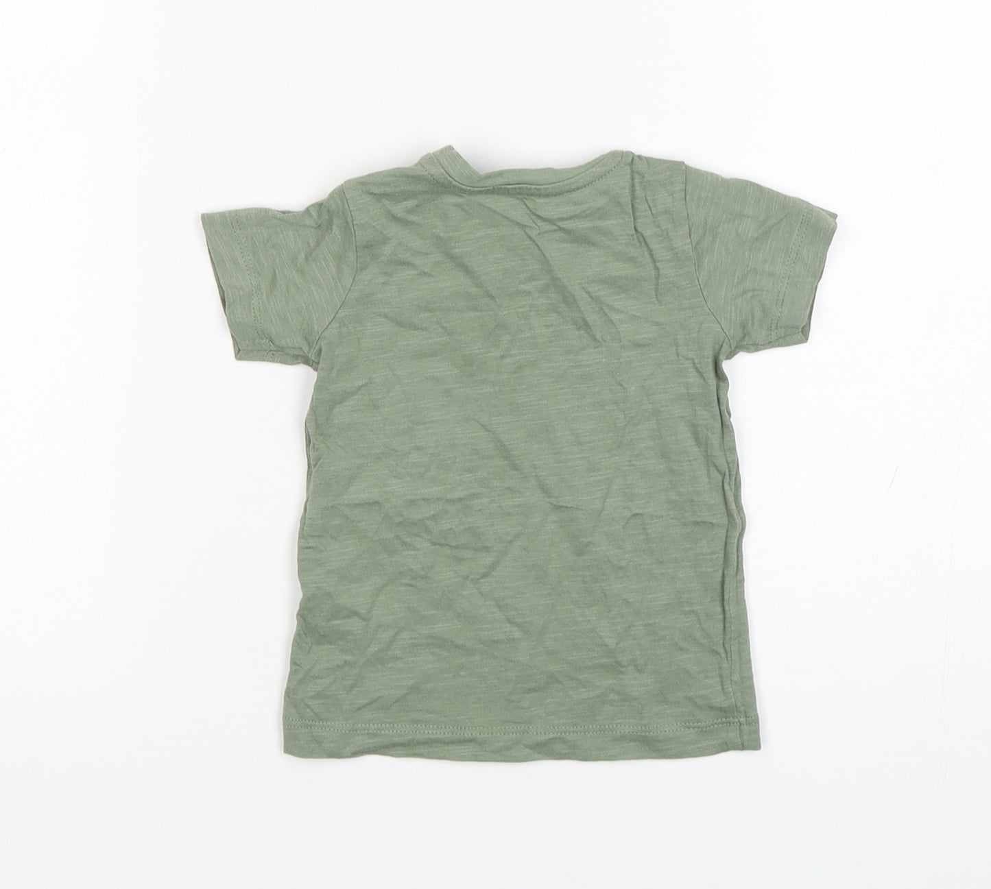 Matalan Boys Green  Cotton Basic T-Shirt Size 6-9 Months Round Neck Pullover