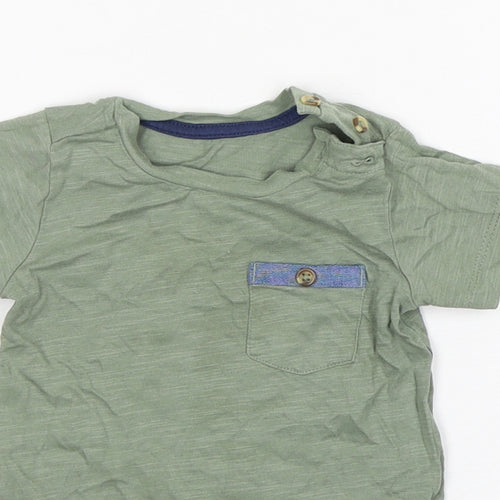 Matalan Boys Green  Cotton Basic T-Shirt Size 6-9 Months Round Neck Pullover